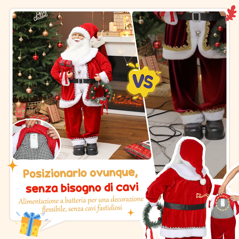 Babbo Natale Animato Alto 120 cm Canta e Balla con Attivazione Sonora Rosso      