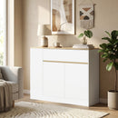 Credenza Cucina 105x30x81,5 cm con 2 Ante Ripiano Regolabile 2 Cassetti e 3 Scomparti Aperti in Truciolato e MDF Bianco      