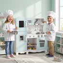 Cucina Giocattolo per Bambini 79x25x88 cm con Luci Suoni Accessori Frigo Forno e Macchina Caffè in MDF Verde Chiaro      