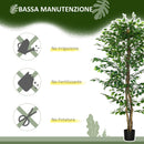 Pianta Artificiale di Ficus con Vaso per Interni ed Esterni 180 cm Verde 