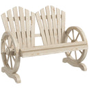Panchina da Giardino 108x66x95 cm Stile Country con Braccioli a Ruota in Legno Naturale      