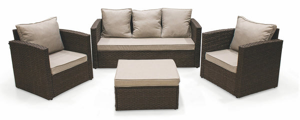 online Salon de Jardin Canapé 2 Fauteuils et Table Basse en Rotin Soriani Paros Gris