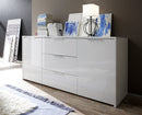Credenza Mobile da Salotto 2 Porte 3 Cassetti 75x160x42cm TFT  Sorren Bianco Lucido