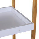 Scaffale Portaoggetti a 5 Ripiani in Bambù e MDF Bianco e Legno Naturale 32x30x130 cm 