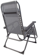Sedia Sdraio Zero Gravity Reclinabile Pieghevole 188x65x110 cm in Acciaio e Textilene Grigia