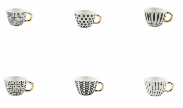 Set de 6 Tasses à Café Ø7x5 cm en Grès Noir et Blanc VdE Tivoli 1996 Masai sconto
