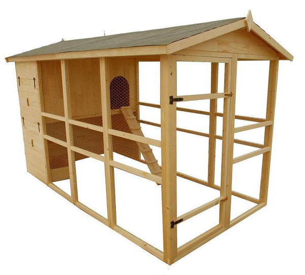 online Poulailler de jardin 175x348x204 cm pour 8-12 poules en bois naturel