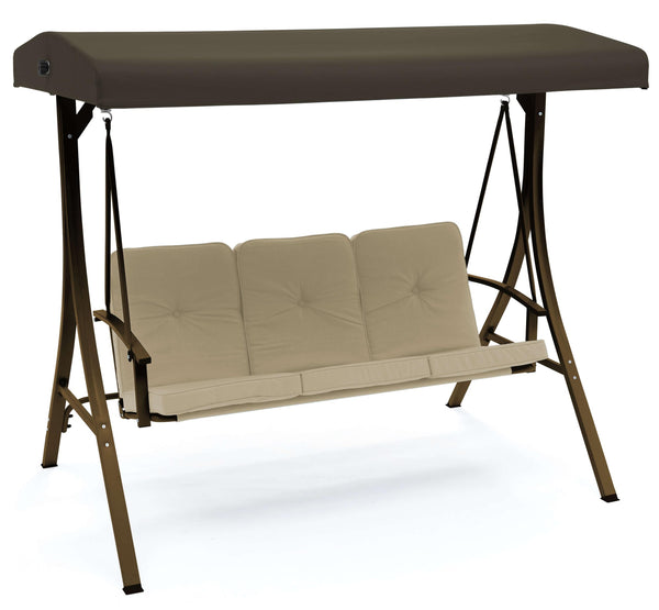 Rocking Chair de Jardin 3 Places en Fer Taddei Capri Brun Foncé sconto