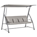 Dondolo 3 Posti da Giardino 218x120x168 cm in Acciaio Marrone