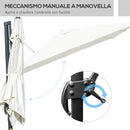 Ombrellone a Sbalzo 295x295 cm Inclinabile con Base a Croce Bianco Crema  