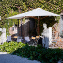 Mezzo Ombrellone da Giardino 1,5x3m Palo in Legno Ecrù