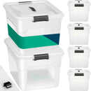 Set 4 Scatole Contenitori Salvaspazio Porta Oggetti da 45L Portaoggetti in Plastica Trasparente