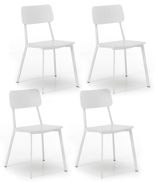 prezzo Set 4 Sedie 51x51,5xH82 cm in Legno e Metallo Woody Bianco