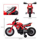 Moto Elettrica per Bambini 3-8 Anni con 12V Doppi Motori Rotelle e Clacson 3 km/h Capacità 30kg Rosso      