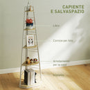 Libreria Angolare a 5 Ripiani 37,5x37,5x160 cm Struttura Pieghevole Colore Legno   