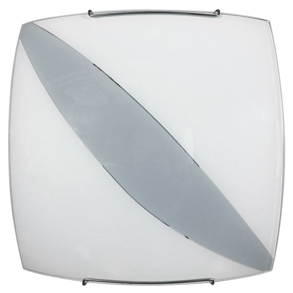 online Plafonnier 1xE27 Crochets Chrome Verre Plaque Blanc Décoré Gris Bande E-Energy Valentina