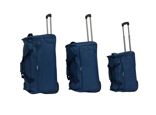 prezzo Set 3 Valigie Borsone Trolley Ultraleggero con Ruote in Poliestere Ravizzoni Bacco Blu
