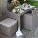 Set Tavolo + Sedie da Giardino in Polyrattan Atlanta Grigio