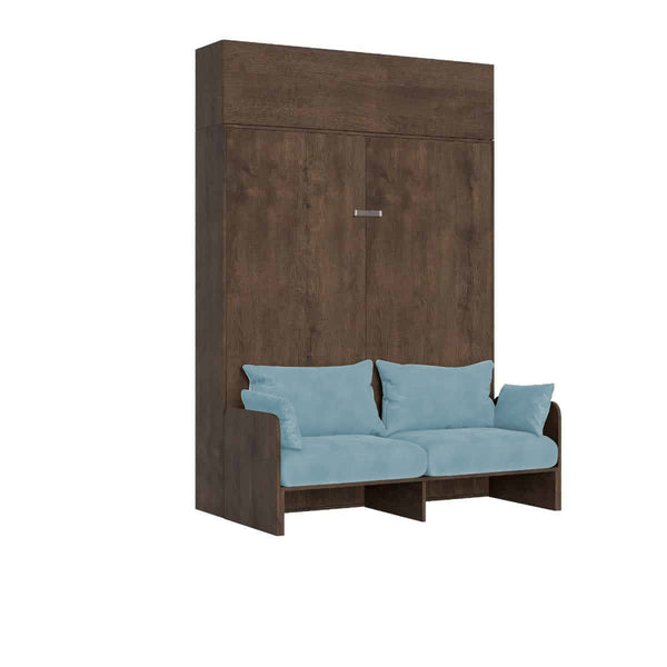 Letto Matrimoniale A Scomparsa 160 Kentaro Con Divano E Pensile Noce e Azzurro sconto