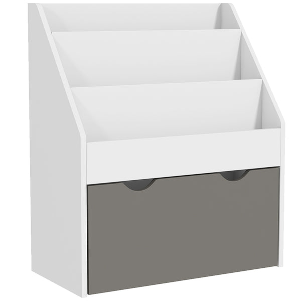online Libreria per Bambini 3-8 Anni 62.5x30x70 cm a 3 Ripiani con Cassetto Inferiore in MDF Grigio