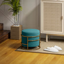 Pouf Contenitore Rotondo Ø42x39 cm in Tessuto Effetto Velluto Verde   