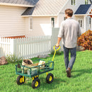 Carrello da Giardino 104x54x51 cm con Capacità 200 kg e Pareti Laterali Rimovibili in Acciaio Verde e Giallo      