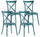 Lot de 4 Chaises 88x44x49 cm en Polypropylène Bleu Sarcelle