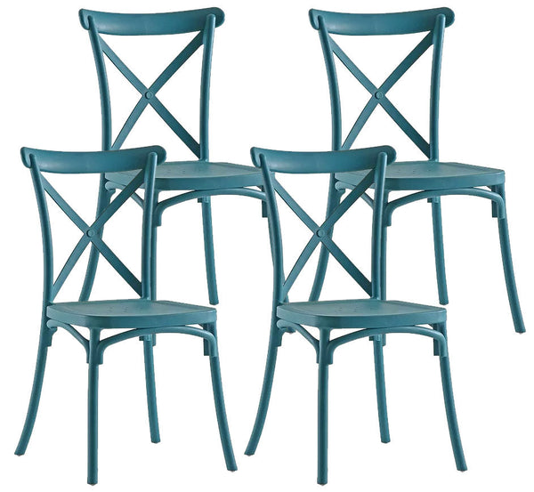 Lot de 4 Chaises 88x44x49 cm en Polypropylène Bleu Sarcelle prezzo