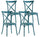 Lot de 4 Chaises 88x44x49 cm en Polypropylène Bleu Sarcelle