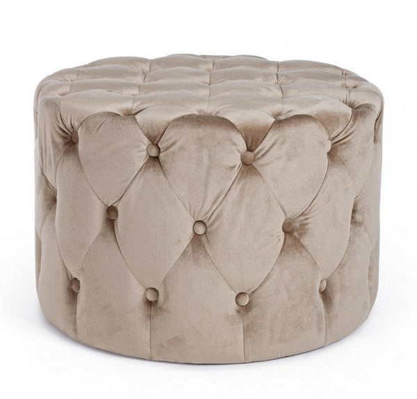 Pouf Lorella en tissu effet velours gris tourterelle prezzo