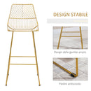 Set 2 Sgabelli Alti da Bar 53x56x110 cm in Metallo Oro