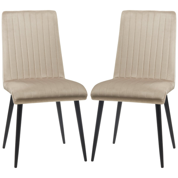 Set 2 Sedie Imbottite 43x58x90 cm in Tessuto Marrone Chiaro prezzo