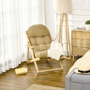 Sedia Pieghevole con Braccioli e Cuscino 71x89x96 cm in Legno di Faggio e Tessuto Marrone 