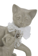 Gatto Stone con Cucciolo 19x9,5x17,5 cm in Poliresina Bianco