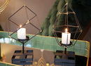 Portacandele Bright Piramid 15x13x29 cm in Ferro Nero e Oro