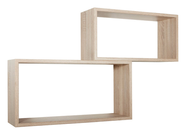 prezzo Ensemble de 2 étagères cubiques murales rectangulaires en panneaux de fibres de bois de chêne Bislong Sagerau