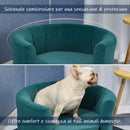 Divano per Cani Imbottito 65x64x37 cm in Tessuto Vellutato Verde