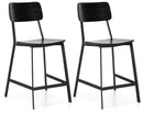 Set 2 Sgabelli 51x51,5xH97 cm in Legno e Metallo Woody Nero