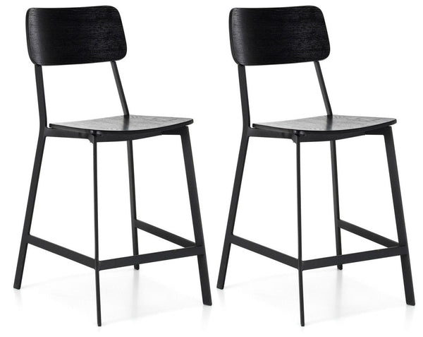 acquista Set 2 Sgabelli 51x51,5xH97 cm in Legno e Metallo Woody Nero