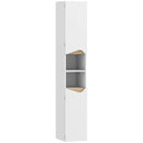 Mobile Colonna Bagno 30x34,6x180,5 cm con 2 Ripiani Aperti e 2 Armadietti in Legno Bianco e color Legno      