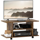Mobile Porta TV Moderno 80x40x40 cm con Ruote e Freni Rivestimento in Melamina Marrone Rustico  