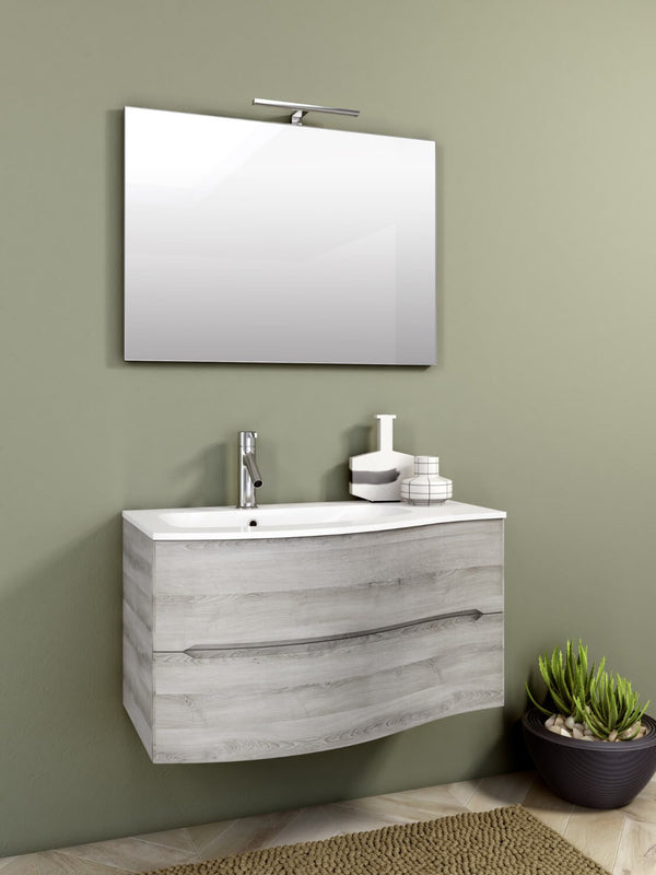 online Meuble Salle de Bain Suspendu 91,5cm TFT Swing Gris Blanc 2V