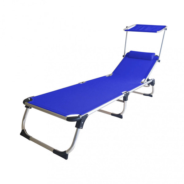 acquista Bain de soleil de jardin pliant bleu Kamp 188x59x30 cm en aluminium bleu