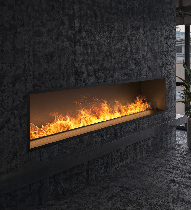 Camino a Vapore Elettrico da Incasso 220x45(64,8)x40 cm Invapo Inside con Ricarica Automatica e LED RGB Nero       