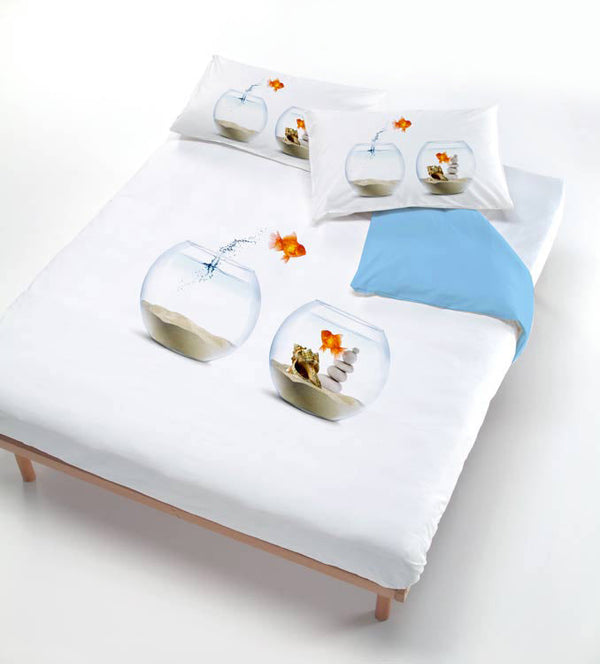 Housse de couette avec imprimé sur le sac et taies d'oreiller Poissons d'aquarium online