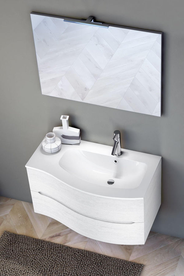 Meuble de Salle de Bain Suspendu 91,5cm TFT Swing Blanc Chrome 2D prezzo