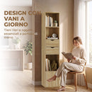 Libreria 6 Ripiani 30x24x158 cm con Cassetto Sportello Mensole Aperte in Laminato Rovere      