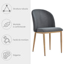 Set 2 Sedie imbottite in Acciaio e Poliestere 50x58x85 cm  Grigie
