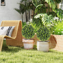 Set 2 Piante Artificiali di Bosso da 40 cm con Picchetto Integrato per Interno ed Esterno in PE Verde      