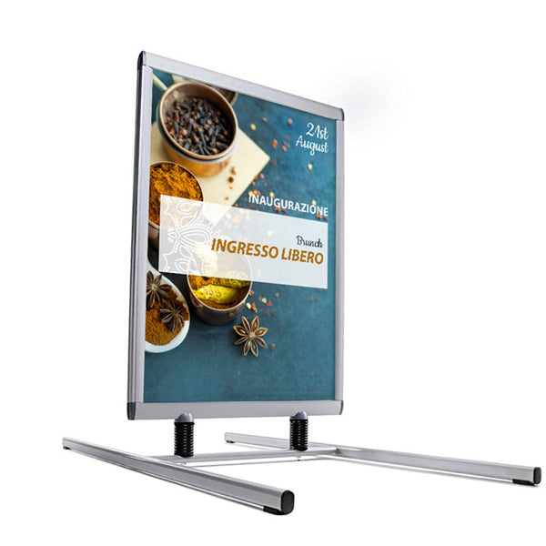 acquista Espositore Pubblicitario Biffaciale 70x100 cm in Alluminio da Esterno Antivento Silver
